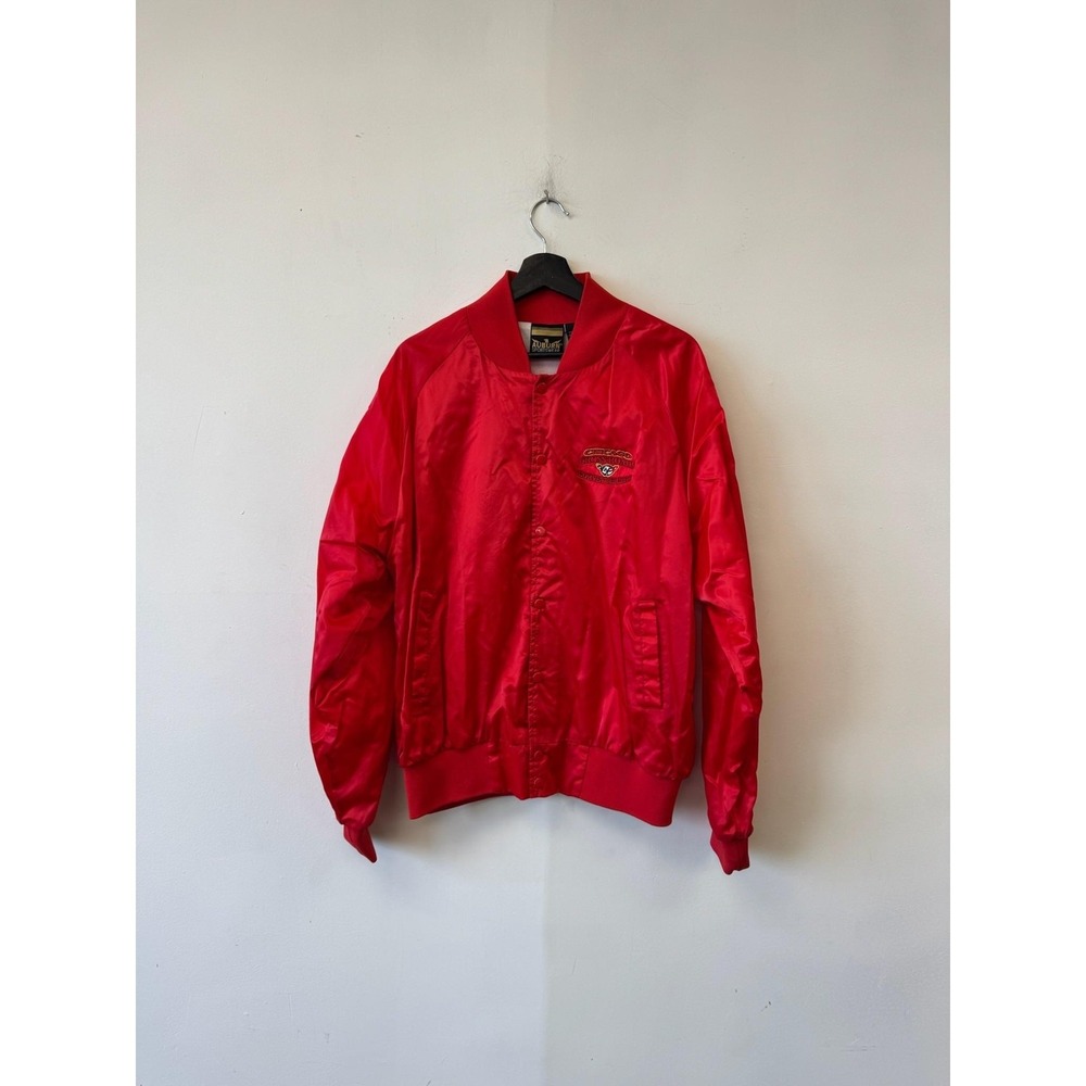 Vintage Auburn Sportswear Jacket Mens Large Red Corvette Satin Bomber‎ 80s